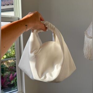 Minimalist Ivory Satin Knot-Handle Purse